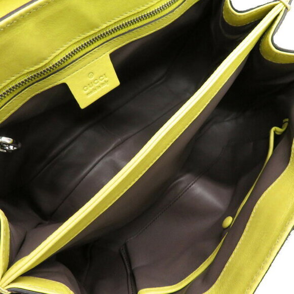 Gucci Bamboo Ladylock Crocodile Yellow Handbag - Picture 7 of 8